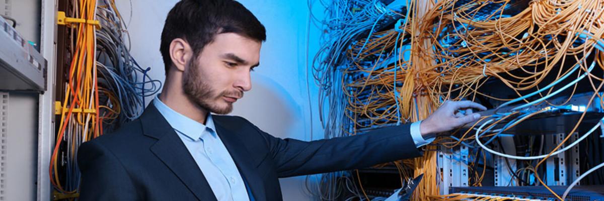 Man in server room